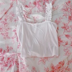 White Ruffled Strap Top